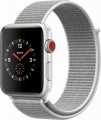 Apple - Geek Squad Certified Refurbished Apple Watch Series 3 (GPS + Cellular), 42mm with Seashell Sport Loop - Silver Aluminum