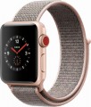 Apple - Geek Squad Certified Refurbished Apple Watch Series 3 (GPS + Cellular), 38mm with Pink Sand Sport Loop - Gold Aluminum