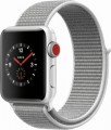 Apple - Geek Squad Certified Refurbished Apple Watch Series 3 (GPS + Cellular), 38mm with Seashell Sport Loop - Silver Aluminum