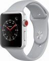 Apple - Geek Squad Certified Refurbished Apple Watch Series 3 (GPS + Cellular), 42mm with Fog Sport Band - Silver Aluminum