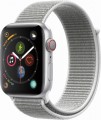 Apple - Apple Watch Series 4 (GPS + Cellular), 44mm Silver Aluminum Case with Seashell Sport Loop - Silver Aluminum