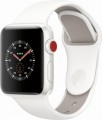 Apple - Geek Squad Certified Refurbished Apple Watch Edition (GPS + Cellular), 38mm with Soft White/Pebble Sport Band - White Ceramic