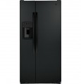 GE - 23.0 Cu. Ft. Side-by-Side Refrigerator with External Ice & Water Dispenser - High Gloss Black-6475436