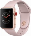Apple - Geek Squad Certified Refurbished Apple Watch Series 3 (GPS + Cellular), 38mm with Pink Sand Sport Band - Gold Aluminum