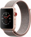 Apple - Geek Squad Certified Refurbished Apple Watch Series 3 (GPS + Cellular), 42mm with Pink Sand Sport Band - Gold Aluminum
