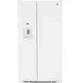 GE - 25.3 Cu. Ft. Side-by-Side Refrigerator with External Ice & Water Dispenser - High Gloss White-6475434