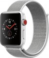 Apple - Apple Watch Series 3 (GPS + Cellular), 42mm Silver Aluminum Case with Seashell Sport Loop - Silver Aluminum