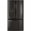 GE - 25 Cu. Ft. French Door Refrigerator - Black stainless steel