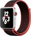 Apple - Geek Squad Certified Refurbished Apple Watch Nike+ Series 3 (GPS + Cellular), 42mm with Bright Crimson Sport Loop - Silver Aluminum