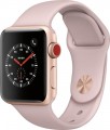 Apple - Apple Watch Series 3 (GPS + Cellular), 38mm Gold Aluminum Case with Pink Sand Sport Band - Gold Aluminum