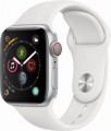 Apple - Apple Watch Series 4 (GPS + Cellular), 40mm Silver Aluminum Case with White Sport Band - Silver Aluminum