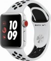 Apple - Geek Squad Certified Refurbished Apple Watch Nike+ Series 3 (GPS + Cellular), 38mm with Pure Platinum Sport Band - Silver Aluminum