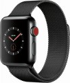 Apple - Apple Watch Series 3 (GPS + Cellular), 38mm Space Black Stainless Steel Case with Space Black Milanese Loop - Space Black Stainless Steel