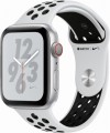 Apple - Apple Watch Nike+ Series 4 (GPS + Cellular), 44mm Silver Aluminum Case with Pure Platinum/Black Nike Sport Band - Silver Aluminum