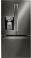 LG - 27.7 Cu. Ft. French Door Smart Refrigerator with External Ice and Water - Black Stainless Steel-6532717