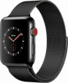 Apple - Apple Watch Series 3 (GPS + Cellular), 42mm Space Black Stainless Steel Case with Space Black Milanese Loop - Space Black Stainless Steel